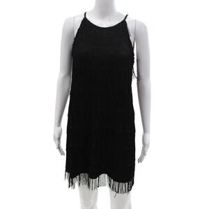 Sabine Womens Shift Dress Black Sleeveless Round Neck Knee Length Size S